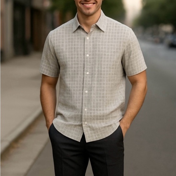 Vintage Other - Vintage Silk circa 1969
 Light Gray Patterned Men's Shirt